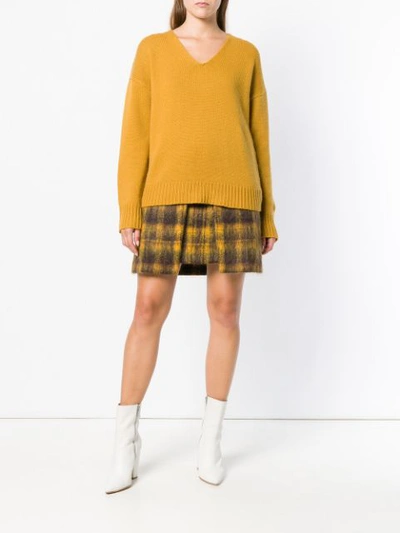 Shop Aalto Checked A-line Mini Skirt - Yellow