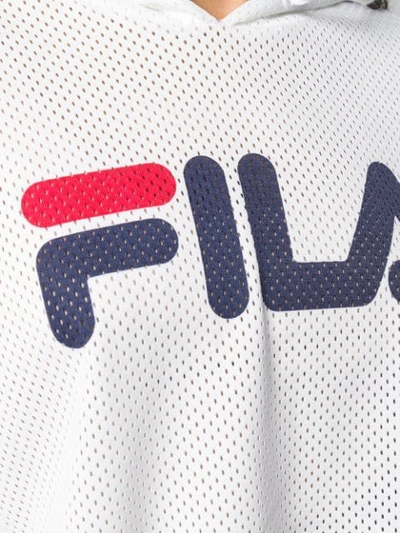 Shop Fila Logo Print Cropped Hoodie In White