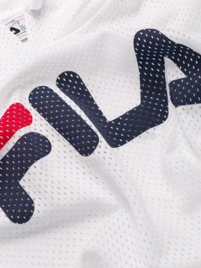 Shop Fila Logo Print Cropped Hoodie In White