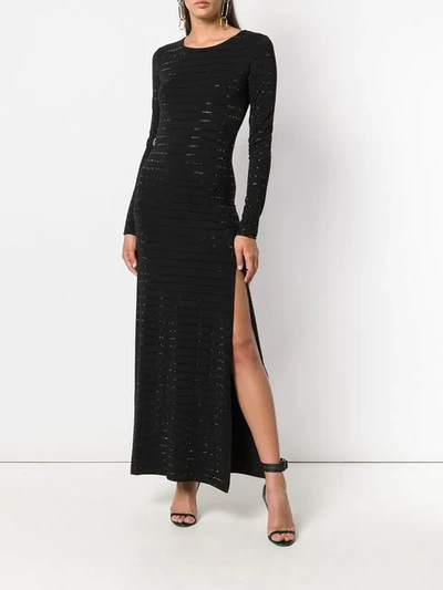 Shop Philipp Plein Side Slit Maxi Dress In Black