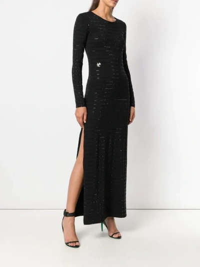 Shop Philipp Plein Side Slit Maxi Dress In Black