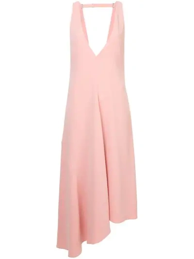 Shop Tibi Deep V Back Midi Dress In Pink