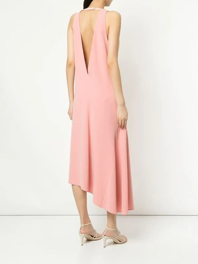 Shop Tibi Deep V Back Midi Dress In Pink