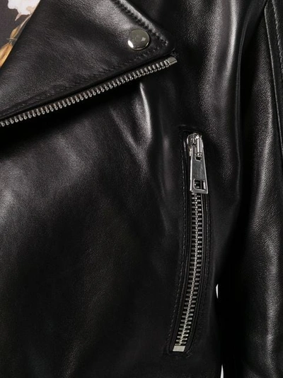 Shop Manokhi Leather Biker Jacket In Black