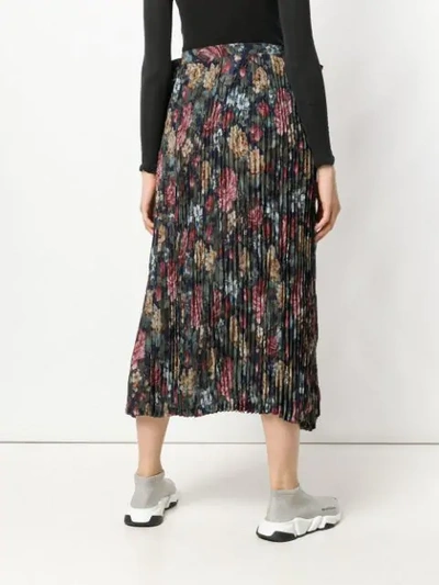 Shop Junya Watanabe Floral Crepe Long Skirt In Blue