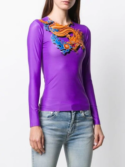 Shop Marine Serre Oberteil Mit Drachen-print - Lila In Purple