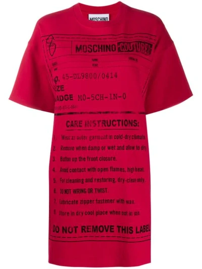 Shop Moschino Care Instructions T-shirt Dress In Red