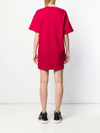 Shop Moschino Care Instructions T-shirt Dress In Red