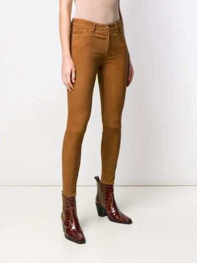 Shop Frame Nubuck Skinny Trousers In Brown
