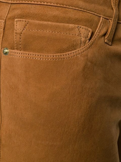 Shop Frame Nubuck Skinny Trousers In Brown