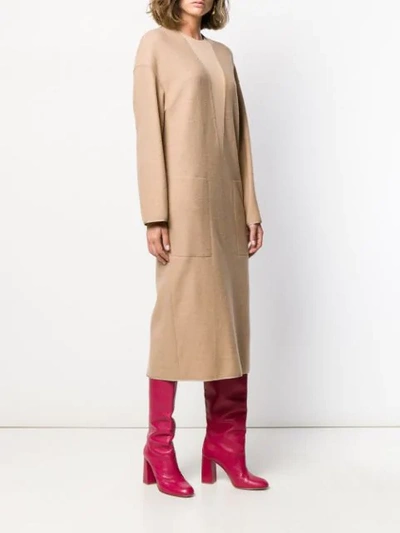Shop Agnona Oversized Knitted Dress In Brown