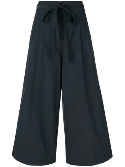 Shop Rochas Cropped Palazzo Trousers In Black