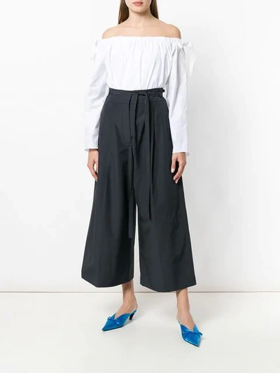 Shop Rochas Cropped Palazzo Trousers In Black