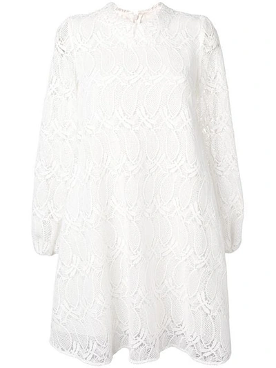 Shop Giamba Flared Lace Dress In White