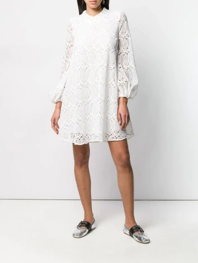 Shop Giamba Flared Lace Dress In White