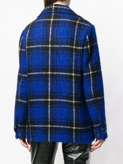 Shop Aspesi Short Plaid Coat - Blue