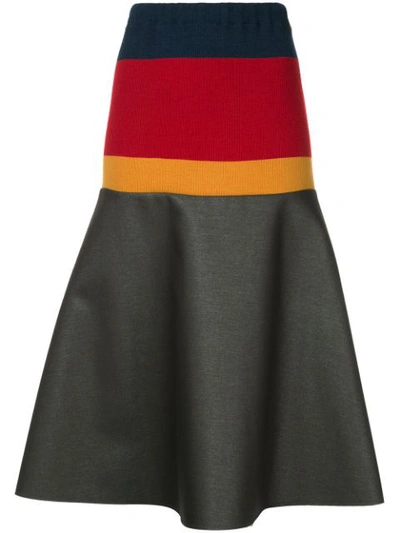 Shop Kolor Striped High-rise Skirt - Grey