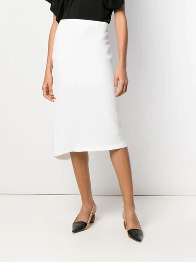 Poiret Asymmetric Midi Skirt In White
