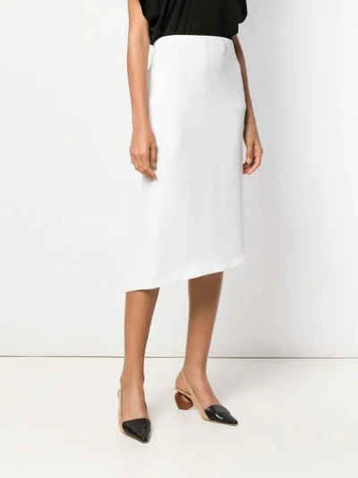 Poiret Asymmetric Midi Skirt In White