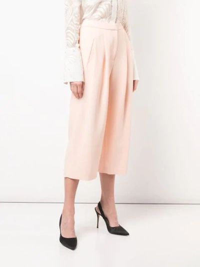 Shop Adam Lippes Cady Pleat Front Culottes In Pink