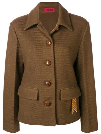 Shop The Gigi Cutaway Collar Jacket In Brown