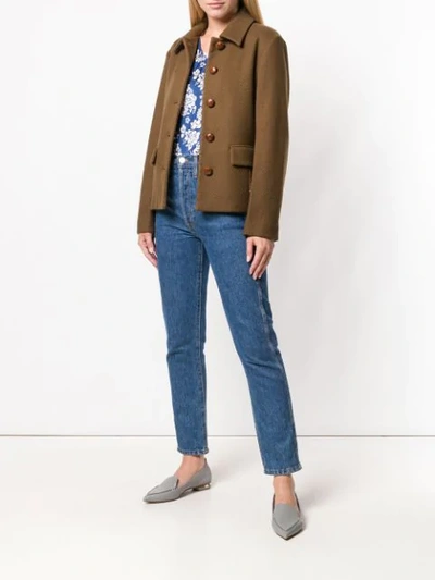 Shop The Gigi Cutaway Collar Jacket In Brown