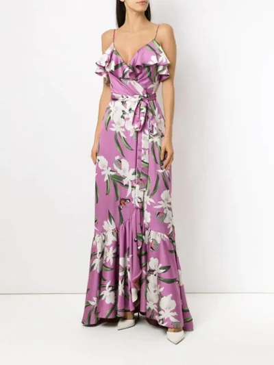 Shop Patbo Orchid-print Wrap Dress In Purple