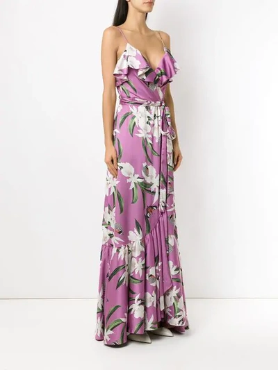 Shop Patbo Orchid-print Wrap Dress In Purple