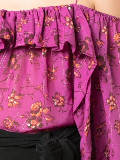 Shop Ulla Johnson Ruffled Cold Shoulder Top In Purple