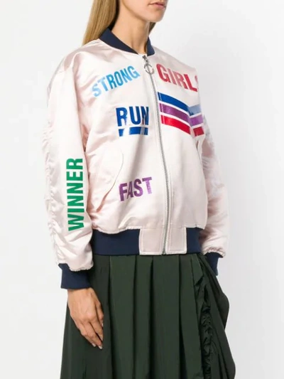 Shop Mira Mikati Run Girl Glitter Vinyl Bomber Jacket In Pink