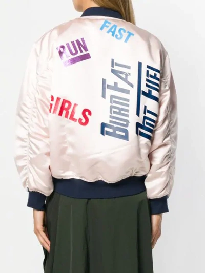 Shop Mira Mikati Run Girl Glitter Vinyl Bomber Jacket In Pink