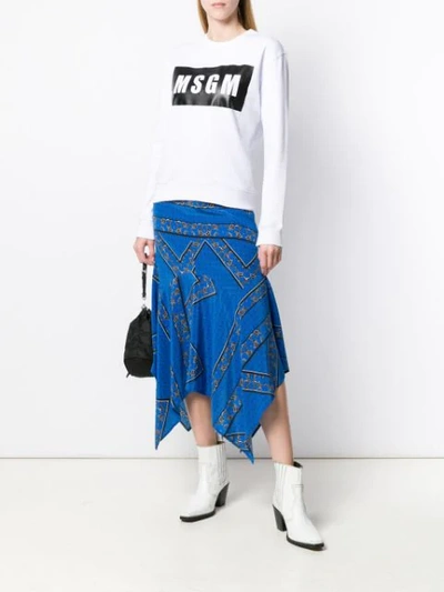 Shop Msgm Logo Print Sweatshirt In White