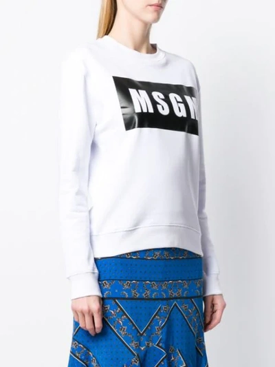 Shop Msgm Logo Print Sweatshirt In White
