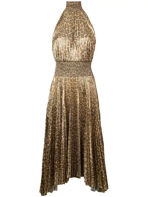 alc renzo metallic pleated dress