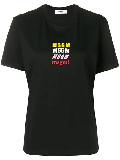 Shop Msgm Logo Printed T-shirt In Black