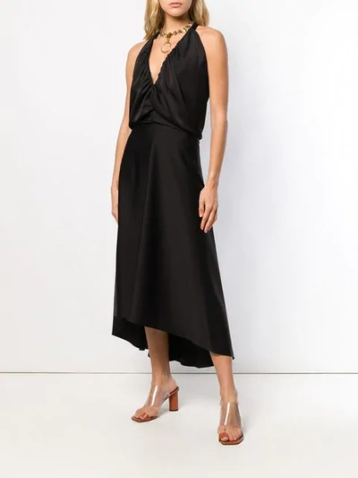 Shop Chloé Draped Flared Midi Dress In Black