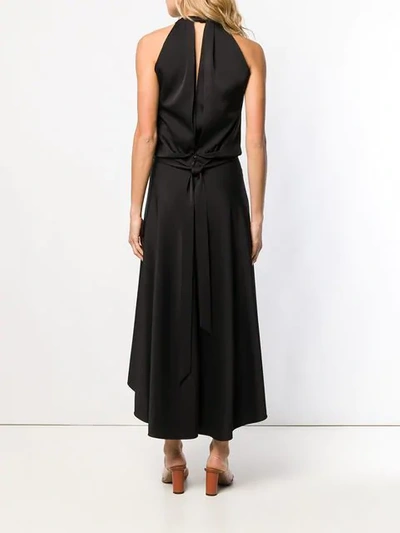 Shop Chloé Draped Flared Midi Dress In Black