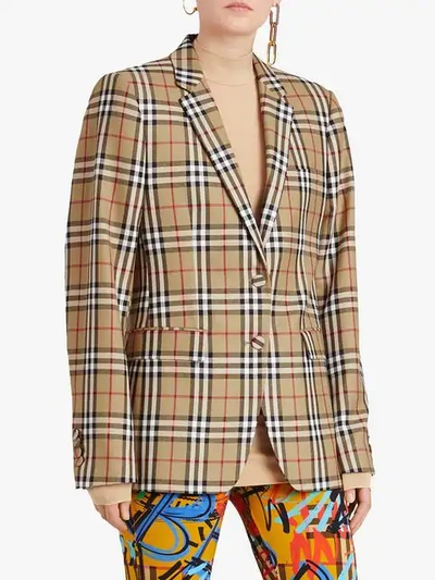 Shop Burberry Vintage Check Tailored Jacket In A2219 Antique Yellow