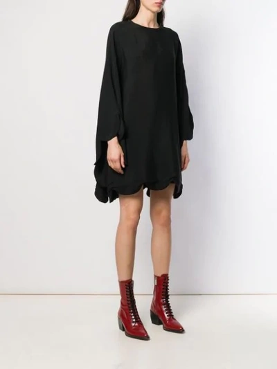 Shop Valentino Puffball Hem Short Dress In Black