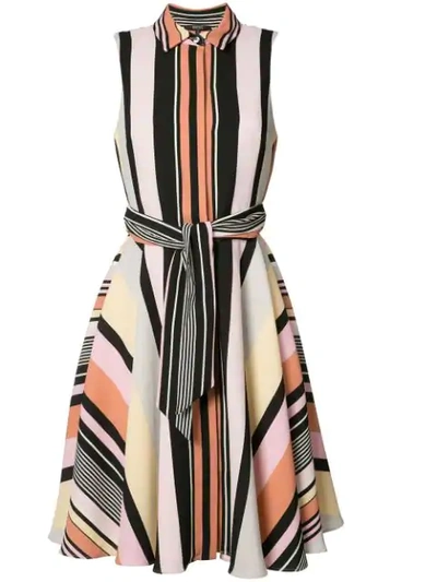 Shop Badgley Mischka Striped Shirt Dress In Multicolour