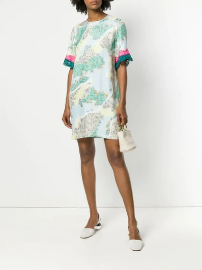 Shop Emilio Pucci Lace Insert T-shirt Dress In Multicolour