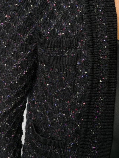 Shop Balmain Sequin Tweed Jacket In Black