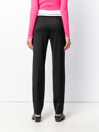 Shop Cedric Charlier Cédric Charlier Contrast Waistband Trousers - Black