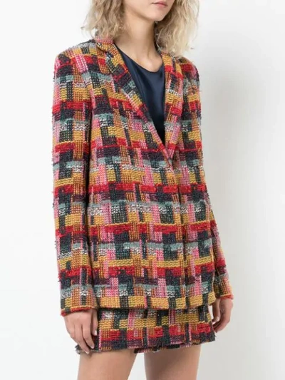 Shop Adam Lippes Tweed Embroidered Blazer In Red