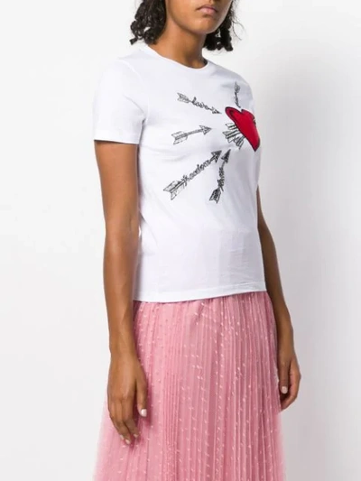 Shop Red Valentino Heart Embroidered T-shirt In White