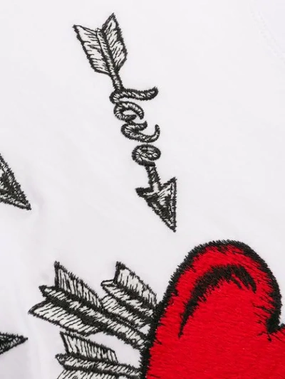 Shop Red Valentino Heart Embroidered T-shirt In White