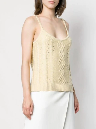 CASHMERE IN LOVE CABLE KNIT TANK TOP - 黄色