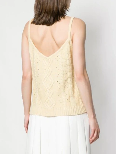 CASHMERE IN LOVE CABLE KNIT TANK TOP - 黄色