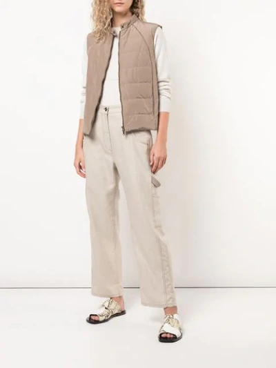 BRUNELLO CUCINELLI ZIPPED GILET - 棕色