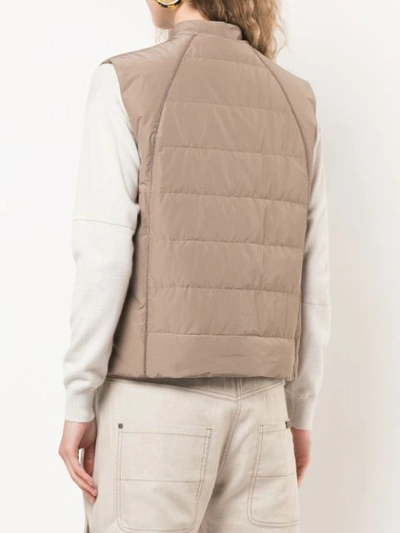 BRUNELLO CUCINELLI ZIPPED GILET - 棕色